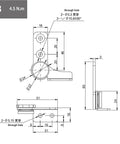 304 stainless steel damping hinge with non-adjustable torque, TB-left, 4.5 N.m, through-hole mounting.
