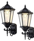Solar Wall Lantern Outdoor Light Dusk To Dawn, Dimmable, Waterproof, 21 Inch Large Aluminum Housing With Glass, 2 Pack