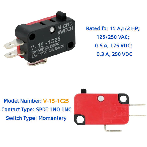 12 Pack Micro Limit Switch With Pin Plunger Actuator Spdt 1No 1Nc, small black and red momentary switch with electrical ratings