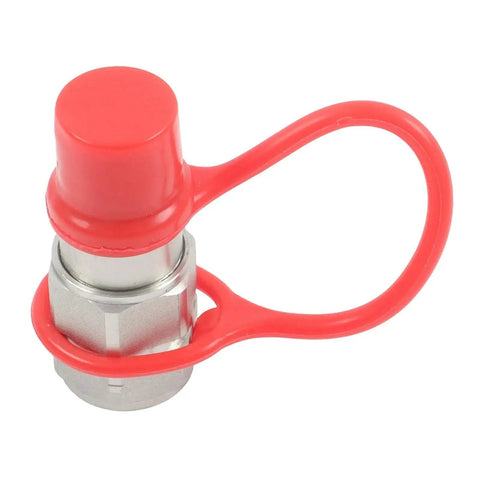 Top Rate 3/8 Inch Flat Face Hydraulic Quick Connect Male Fitting 3/8 NPT Steel Leak Free Part, red dust cap