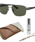Square Round Shape Polarized Sunglasses For Men With Green Lenses Includes Eyewear Kit Ideal For Formal And Casual Wear