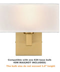 Set Of 2 Gold Wall Sconces With White Linen Fabric Shades, Modern Brushed Brass Finish Vanity Lights For Bedroom Or Living Room, Wall Mount Pair For Elegant Ambient Lighting