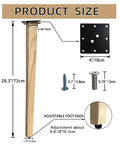 Premium Solid Wood Table Legs 28 Inches Tall Natural Finish with adjustable foot pads and hardware for easy installation.