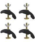 Rock Solid 4 Pack CNC Arcuate Press Plate Clamps With Tight T Track Hold Down Hardware, 5cm size, black and metal materials, ideal for woodworking.