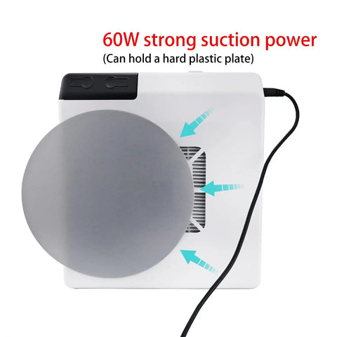 Top view of 60W Dust Collector Vacuum For Dental Lab And Nail Art Manicure Workstation showing strong suction power feature