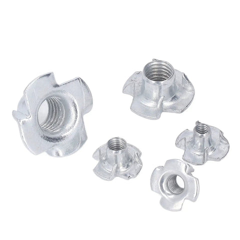 80 Piece Heavy Duty Tee Nut Set For Wood, Carbon Steel T Nuts With Threaded Inserts, 4 Prong Design, M4 To M10 Furniture Fasteners