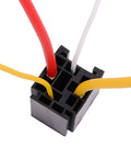 4 Pin Car And Truck Relay Socket Kit With Harness, Heavy Duty 12V DC SPST Normally Open Relay, 80A High-Current Automotive Relay Socket, 4-Wire Plug, JD2912-1H-12VDC Compatible, Pack Of 2 black relay socket with red, yellow, and white wires