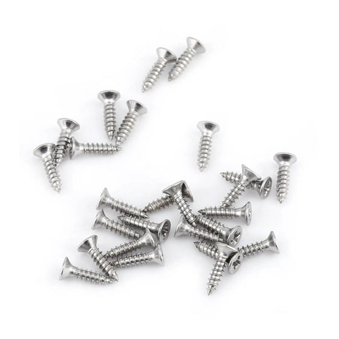 Premium 304 Stainless Steel M3 Self Tapping Screws 200 Piece Pan Head Fastener Kit scattered on a white background.