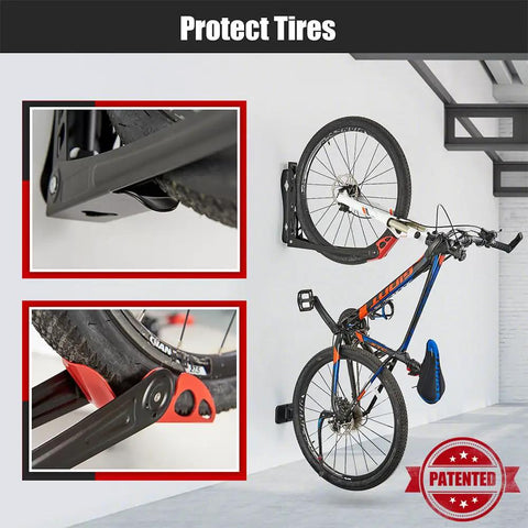 Swivel Bike Rack Set No Lift Wall Mounted Storage For Home And Garage Two Pack With Self Adjusting Receiver loaded with bike