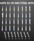 All-Purpose 42-In-1 Magnetic Ratchet Screwdriver Set With S2 Steel Bits on display board