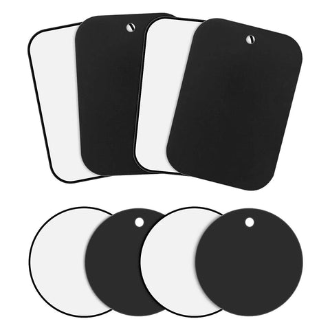 24 Piece Magnetic Phone Metal Plates With Adhesive Mounts For Car Holders And Tablet Mounts, Includes 12 Rectangular 2.6 X 1.6 Inch And 12 Round 4 CM Diameter Plates, Heavy Duty Adhesive Backing For A Grab And Go Mount, Universal Black