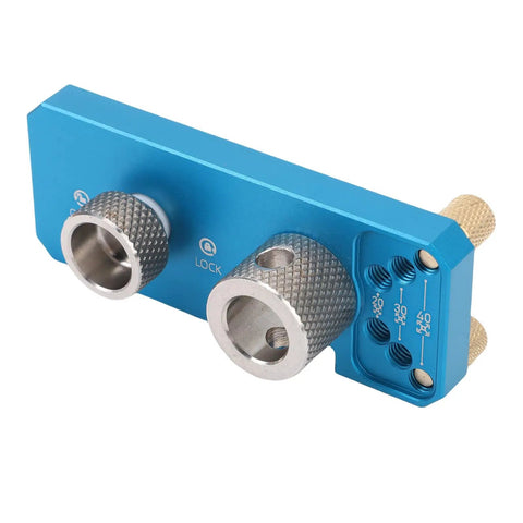 Versatile Heavy Duty Aluminum Profile Hole Punch Kit With M6 And M8 Step Drill Bits For Accurate Positioning On 20 30 40 Series Industrial Frame Structures And Machinery Installations. blue aluminum hole punch guide for 20 30 40 series rails, close-up