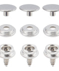 Badass Marine Grade Stainless Steel Snap Button And Rivet Fastener Kit For Boat Canvas Upholstery showing buttons and rivets.