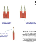 Two Pole Press Fit Jumper For DK2.5N DIN Rail Terminal Blocks, Finger Safe Jumpers For No-Fuss Daisy-Chaining And Clean Power Distribution, 2-Pole Per Jumper, Pack Of 20, Compatible With DK2.5N Blocks shown in front and side view.