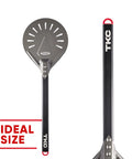 8 Inch Perforated Pizza Peel With Long Handle Aluminum Turning Peel For Indoor And Outdoor Pizza Making Lightweight Nonstick Pizza Turner For Oven Or Grill And Pizza Stone, showing front and handle view.