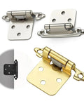 Self Closing Spring Hinge With Screws For Overlay Cabinet Doors Gold Finish Flush Mount Hardware 2 Pack