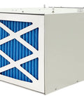 Versatile 1025 CFM Air Filtration System with blue filter, front angle, showcasing handles and ceiling mounting hooks.
