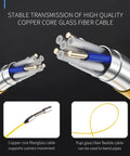 Heavy Duty Sewer Camera With 100 Ft Cable And Built In 16Gb Dvr For Hassle Free Drain Scoping and Pipe Inspection showing copper core fiberglass cable.