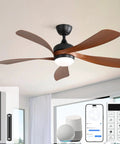 52 Inch Smart Ceiling Fan With Lights And Remote For Indoor And Outdoor Use, Alexa And Google Assistant Compatible, shown in a living room