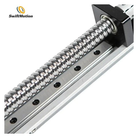 Close-up of Ball Screw Linear Motion Actuator Kit With 1200mm Travel Dope CNC Rail Slide Table Nema23 Motor Gantry Kit element.