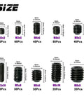 400 Piece Set Screw Kit M3 To M8 Hex Socket Headless Bolts Grade 12.9 Carbon Steel sizes and quantities display