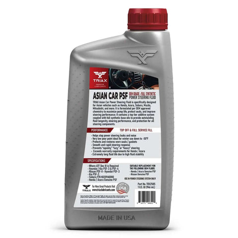 All Asian Cars Power Steering Fluid PSF Hydraulic And Electric Full Synthetic OEM Grade bottle back label
