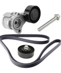 Heavy Duty Drive Belt Tensioner Kit Fits BMW E90 E87 E60 N52 Engine Direct Bolt On Pulley Part 11287530314 11287535860 No Stress Pro Grade Install Low Vib Smooth Ride Guaranteed Savings Keeping Wallet Happy For Your Daily Ride Needs. drive belt tensioner kit with pulley, belt, and bolt for BMW N52 engine