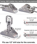 Heavy Duty Stainless Steel Swing Hanger Ceiling Mount With Free Swivel Hook Hardware Kit dimensions details