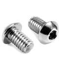 Quarter Inch By Half Inch Button Head Socket Cap Screws Twenty Pack, 1/4-20 Thread, 304 Stainless Steel, close-up of two screws