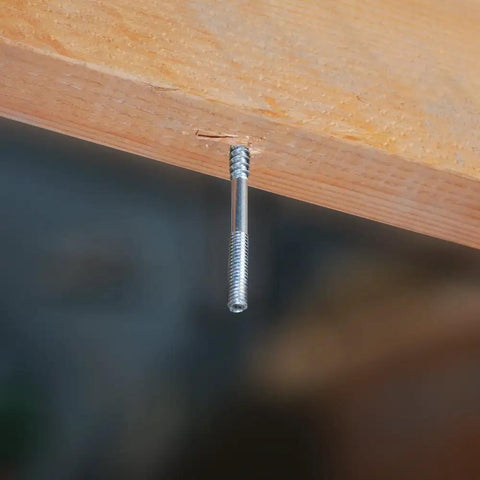Beat Proof Alloy Steel Hanger Bolt Driver With Quick Release Ball Stop For 5/16 18 Threads Impact Ready Adapter showing a mounted hanger bolt.