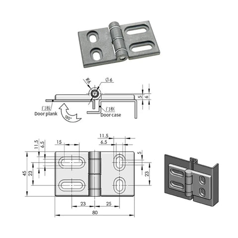 Zinc Alloy Flat Hinge 304 Stainless Steel For Industrial Electrical Equipment Cabinets Heavy Duty Thickened Hardware Door Hinge 1 Piece Durable Cabinet Accessory For Industrial Use, 80mm