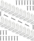 White L Bracket Set 20 Pcs 1 Inch Stainless Steel Corner Braces 25x25mm 90 Degree Right Angle Joints With Screws Displayed