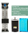 Top Quality Heavy Duty SFU1605 Ball Screw And Linear Rail Motor Kit One Full Assembly For Cnc Router Or 3D Printer Setup showing double rail sliding table and stepper motor.