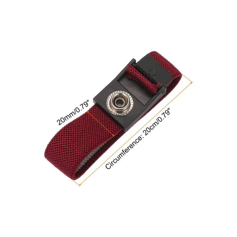 ESD Anti Static Wrist Strap 7.875 Inch Circumference Adjustable Anti Static Bracelet with clasp, wire model visible, red color