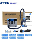 Beefy 1000W Digital Hot Air Rework Station with accessories, LCD display, and nozzles for BGA and SMD soldering desoldering.