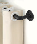 Industrial Blackout Curtain Rod For 34-48 Inch Windows, 1 Inch Diameter, Black Finish with curtain attached