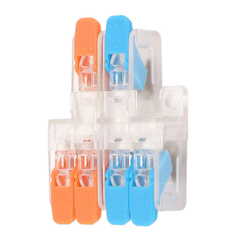 10 Pack Lever Wire Nut Connectors 2 In 4 Out Quick Wiring Connector Set with orange and blue levers