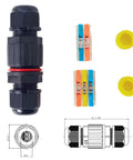 IP68 Waterproof Outdoor Junction Box Kit With 2 Pin And 3 Pin Cable Connectors for Garden Landscape Lights, multiple components view