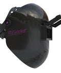 Side view of Ultralight Flip Up Chopped Fiberglass Sugar Scoop Welding Helmet With Medium Top And Bottom Cuts Pipeline Hood Ergonomic Fit