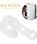 White Plastic Refrigerator Door Stopper Hook Replacement Catch To Keep Fridge Secure And Fresh Prevent Swinging Universal Fit For Most Freezer Frige Latch Brackets You Need For Kitchen Essentials Today - Close-up of latch