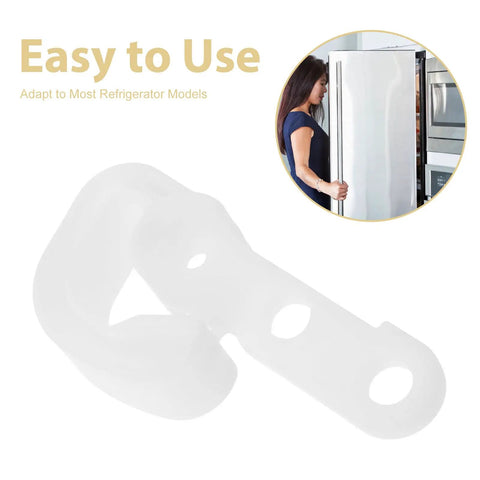 White Plastic Refrigerator Door Stopper Hook Replacement Catch To Keep Fridge Secure And Fresh Prevent Swinging Universal Fit For Most Freezer Frige Latch Brackets You Need For Kitchen Essentials Today - Close-up of latch