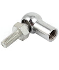 Dead Nuts Tough L Shape Ball Joint Rod End Bearing Clamps Featuring Six Millimeter Male Threads Paired With Eight Millimeter Female Threads.