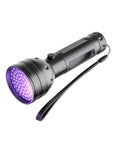 Ultraviolet Blacklight Flashlight With 51 LEDs, 395 Nanometer UV Light, handheld design, black aluminum alloy body