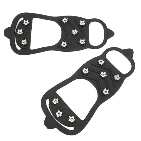 Eight-Tooth Ice Crampons With Flexible Silicone Cover For Shoes Anti Slip Snow Walking And Hiking Gear Stainless Steel Spikes