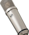 87 Style Large Diaphragm Condenser Microphone With Shock Mount Nickel Finish Delivers Dope Studio Grade Sound For Vocals, Acoustic And Electric Instruments, Podcasts, And Streaming, Perfect For Home Or Pro Setups close-up.