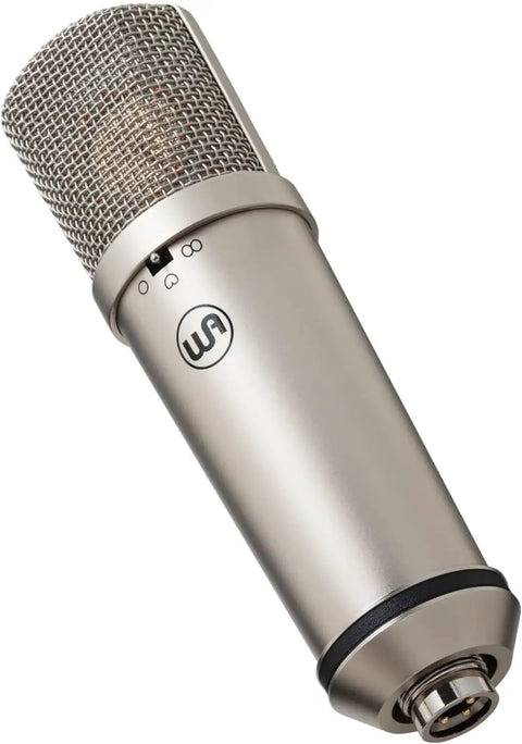 87 Style Large Diaphragm Condenser Microphone With Shock Mount Nickel Finish Delivers Dope Studio Grade Sound For Vocals, Acoustic And Electric Instruments, Podcasts, And Streaming, Perfect For Home Or Pro Setups close-up.