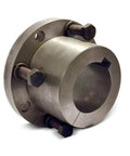 Built Tough Cast Iron Quick Release Taper Lock Bushing With Dead Nuts Secure Clamping And Killer Two Hundred Fifty Thousand In Lbs Torque Rating For Smooth Heavy Duty Industrial Shaft Mounting 4.94 Inch Bore, showing front view with bolts.