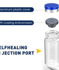 10mL Sterile Glass Vials With Self Healing Injection Ports And Sealing Caps Pack Of 12 Individually Packaged For Safe Medical Injections