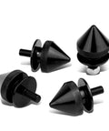 Beefed Up Front And Rear Spike Style Bumper Quick Release Fastener Kit Pack Of 4 Black, shown in black, metal cone-shaped fasteners.