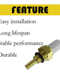 Close-up: GolTHd coolant temperature sensor with brass threaded body and gray plastic connector